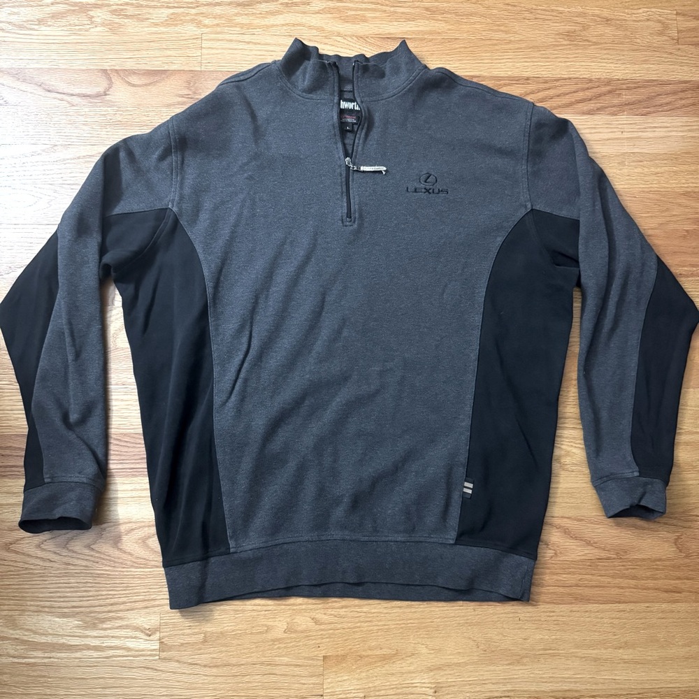 Ashworth Lexus Ez-Tech Gray Black Quarter‎ Zip Pullover